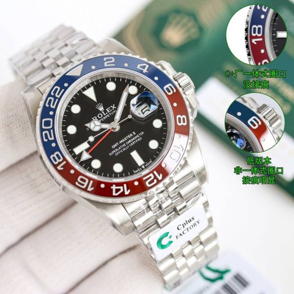 C Factory ROLEX GMT  904L Steel Black Watch